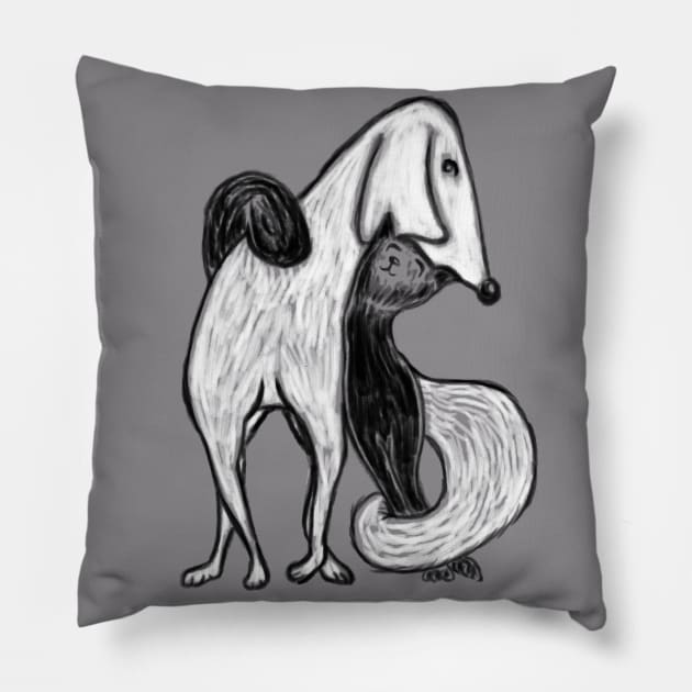 dog and cat Pillow by selllgun