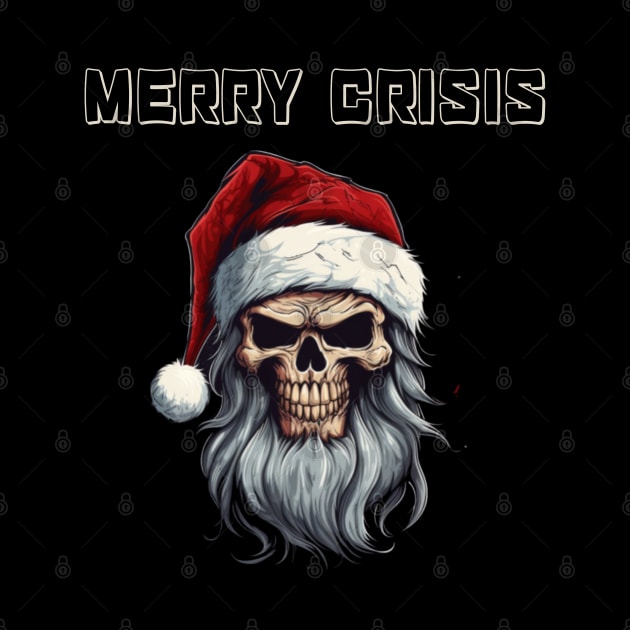 Merry Crisis, anti xmas, skull with santa hat by Pattyld