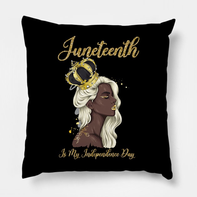 Juneteenth Black Girl Cute afro Girl Queen Celebrating 1865 Independence Pillow by kevenwal