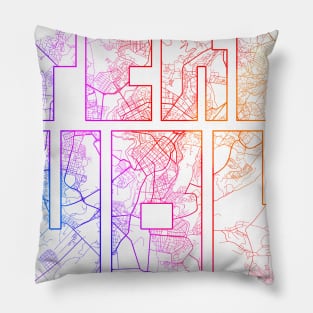 Yerevan, Armenia City Map Typography - Colorful Pillow