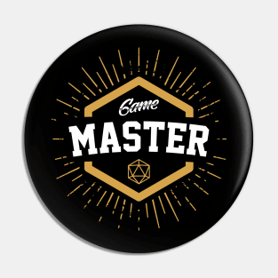 Game Master with D20 Dice Tabletop RPG Gaming Pin