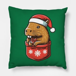 Cute Capybaras Christmas Holiday Pillow