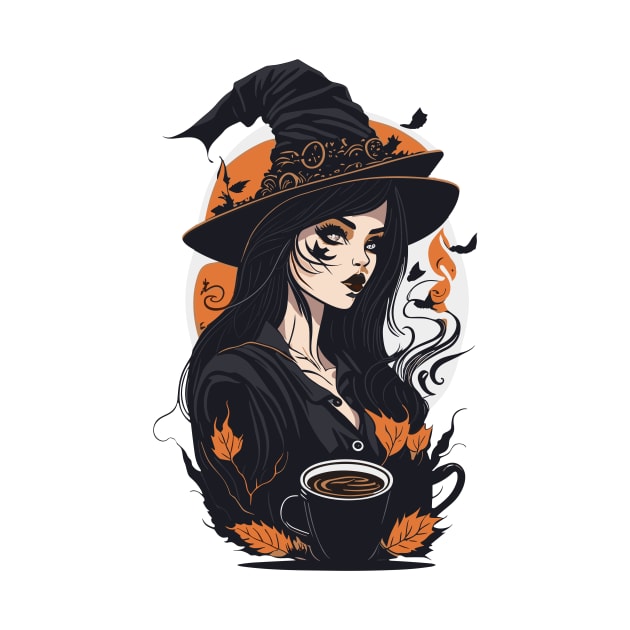 Halloween Coffee lover Witch by Luvleigh