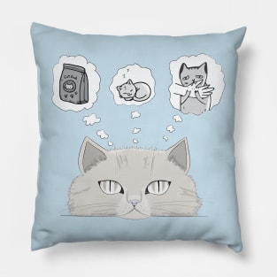 Cute Grey Cat Thinking Pillow