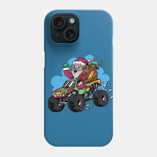 Ready to Crush Christmas // Santa Monster Truck Xmas Phone Case by SLAG_Creative