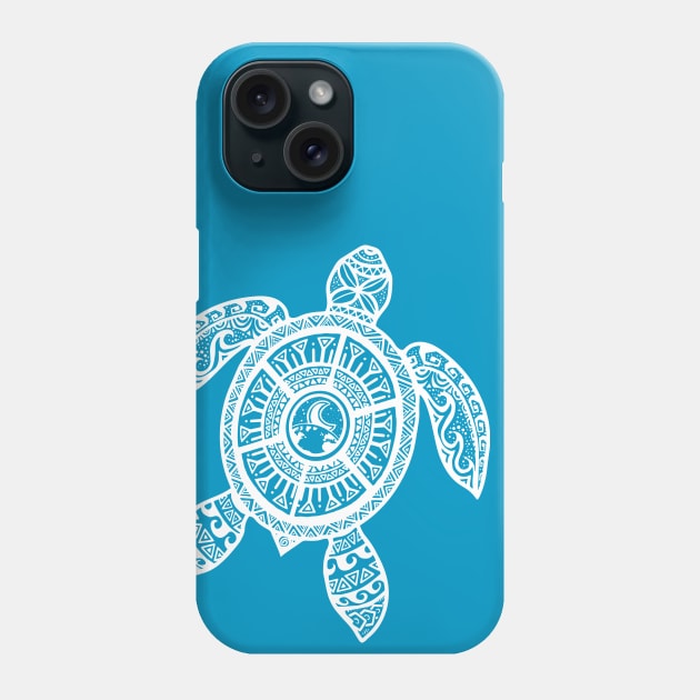 White Tribal Hawaiian Tattoo Boho Sea Turtle Phone Case by Jitterfly