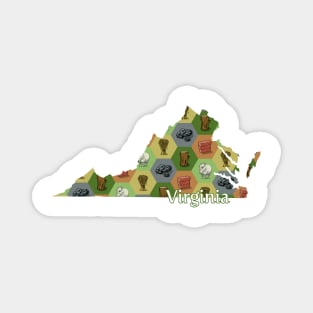 Virginia State Map Board Games Magnet