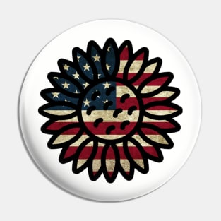 American Flag Sunflower Pin