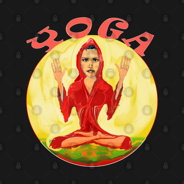 Namaste Yoga Lovers Indian Yogini Gift by PlanetMonkey