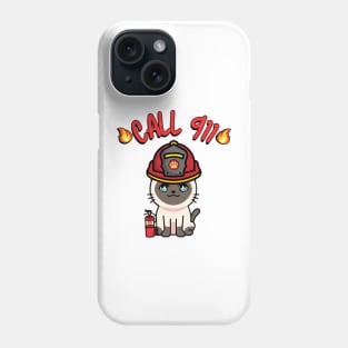 Cute Siamese cat is a firefighter Phone Case