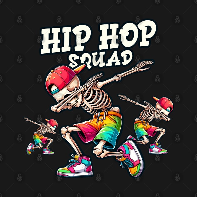 Hip Hop Squad – Vibrant Dabbing Skeleton Dab Dance by Infinitee Shirts