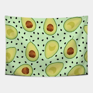 Avocado Pattern Green Background Tapestry