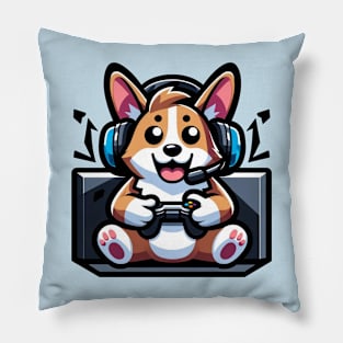 Gamer corgi Pillow