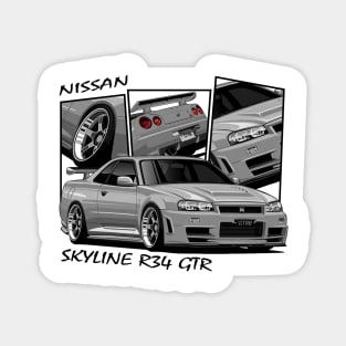 Nissan Skyline GTR R34, JDM Car Magnet