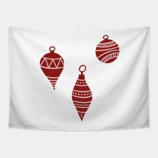 Cute Christmas Tree Ornament Doodle in Cranberry Red Tapestry