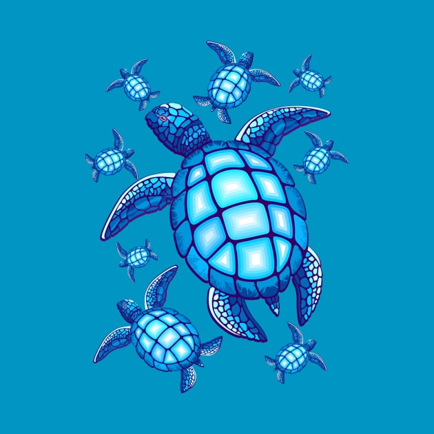 Sea Turtle Blue and Turquoise by BluedarkArt