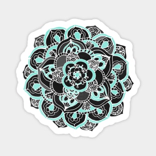 Mint & Charcoal Mandala Flower Magnet