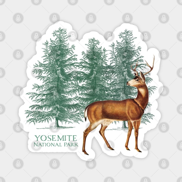 Yosemite National Park California Trees Silhouette Deer Vacation Souvenir Magnet by Pine Hill Goods