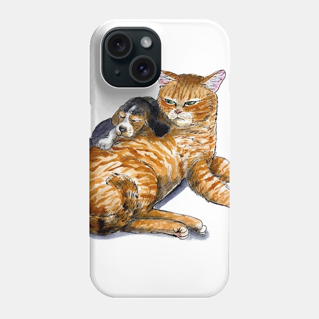 Kitty and Buddy Phone Case by sketchcadet