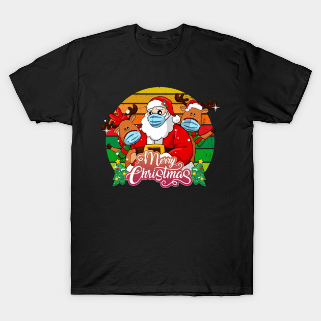 Discover Merry Quarantine Christmas 2020 Santa & Reindeer Face Mask - Merry Christmas Quarantine - T-Shirt