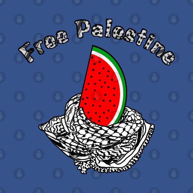 Free Palestine Watermelon Keffiyeh - Keffiyeh Text - Front by SubversiveWare