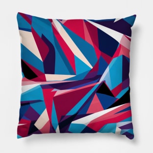 Cubist Harmony: Modern Geometric Dance in Pink, Blue, and Violet Pillow