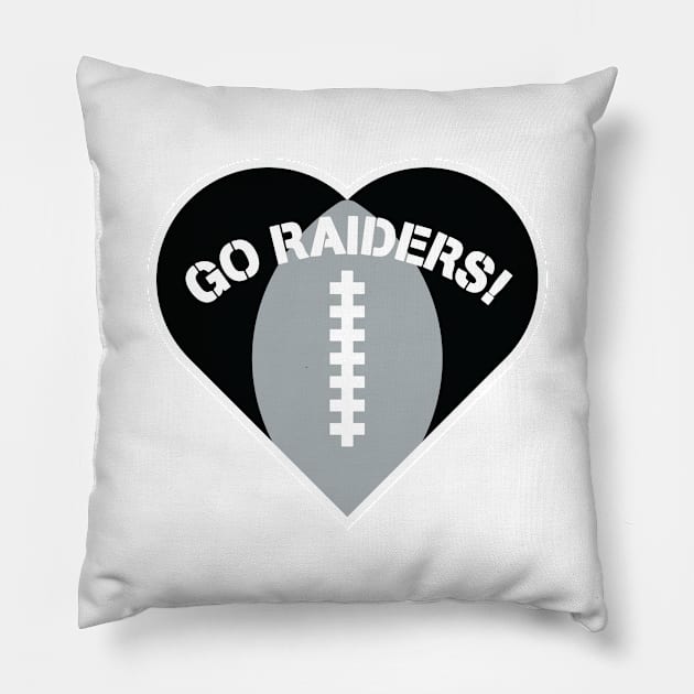 Heart Shaped Las Vegas Raiders Pillow by Rad Love