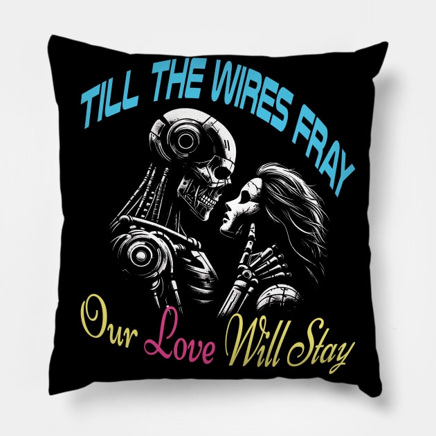 Cyborgs and Love: A Cyberpunk Love Story Pillow by MetalByte