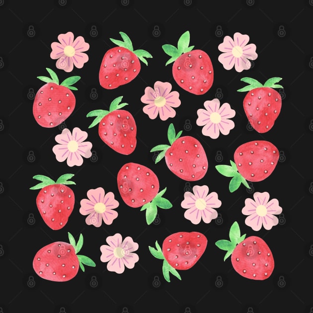 Strawberry floral pattern by NashTheArtist