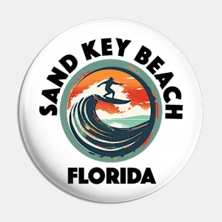 Sand Key Beach - Florida (with Black Lettering) Pin