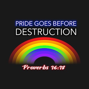 Pride Goes Before Destruction. Proverbs 16:18 Multi-Color Lettering. T-Shirt