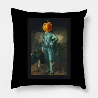 Pumpkin Boy in Blue Pillow