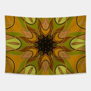 Cartoon Mandala Flower Yellow and Green Tapestry