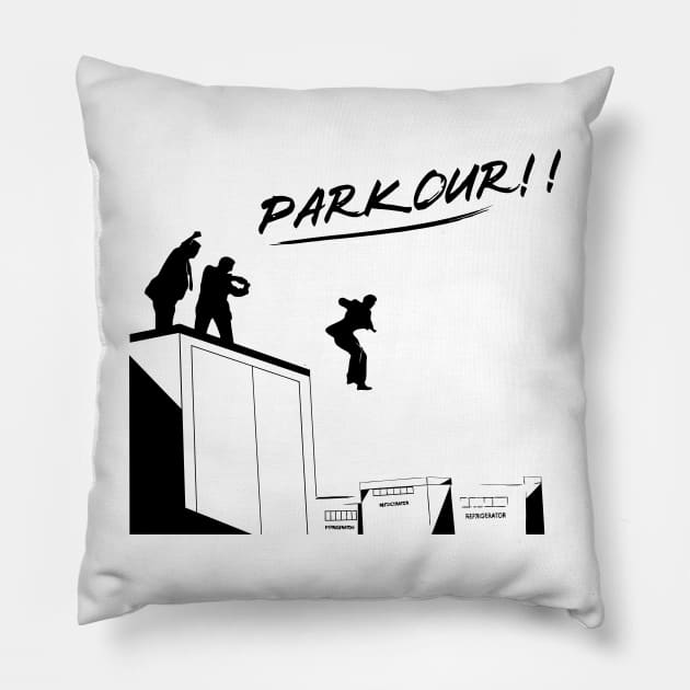 Office - Parkour Pillow by danonbentley