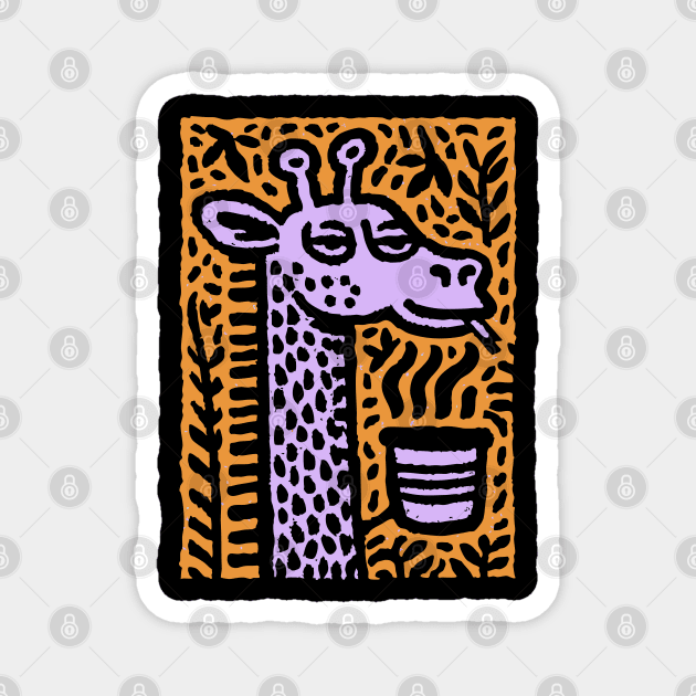 Lounging Giraffe | Beatnik Cafe Vibe Magnet by TuncGK