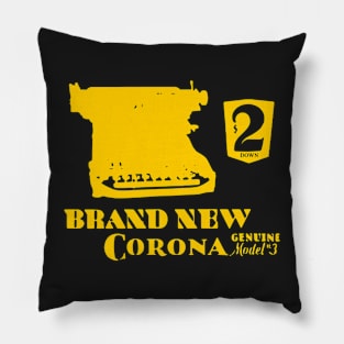 Old Ad Corona Manual Typewriter Vintage Yellow Pillow