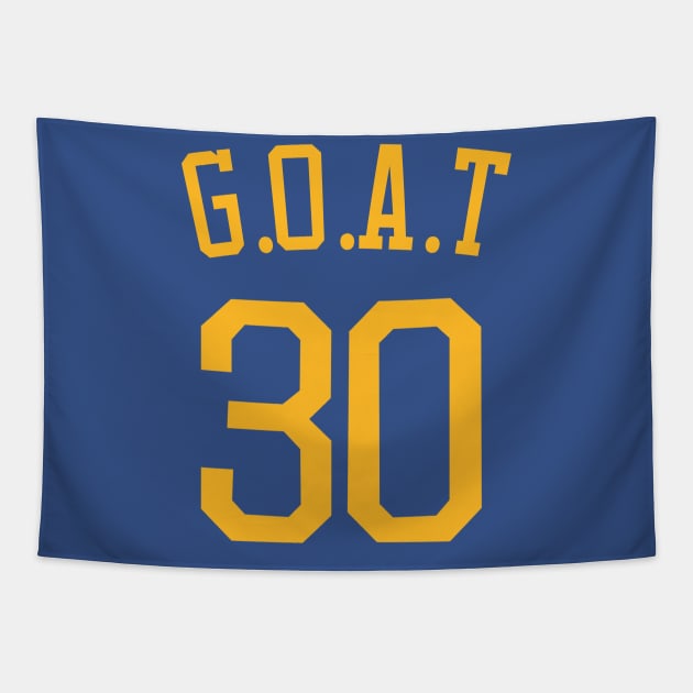 Steph Curry 'G.O.A.T' Nickname Jersey - Golden State Warriors Tapestry by xavierjfong
