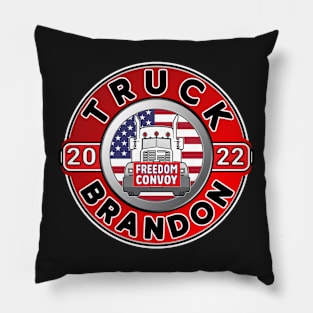 TRUCK BRANDON FREEDOM CONVOY - TRUCKERS FOR FREEDOM - USA FREEDOM CONVOY 2022 TRUCKERS BLACK Pillow