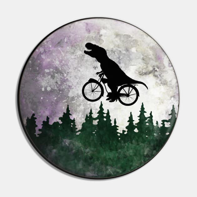 Dinosaur lover cyclist on the moon Pin by Collagedream