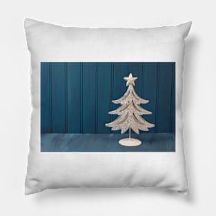 A White Christmas tree of metal Pillow
