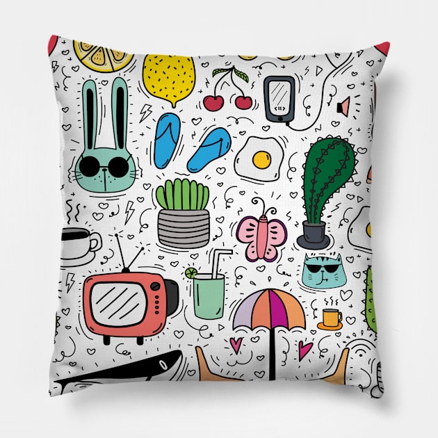 Cute Doodle Art Pillow by labatchino