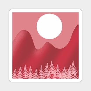 Red Desert Moon Scenery Magnet