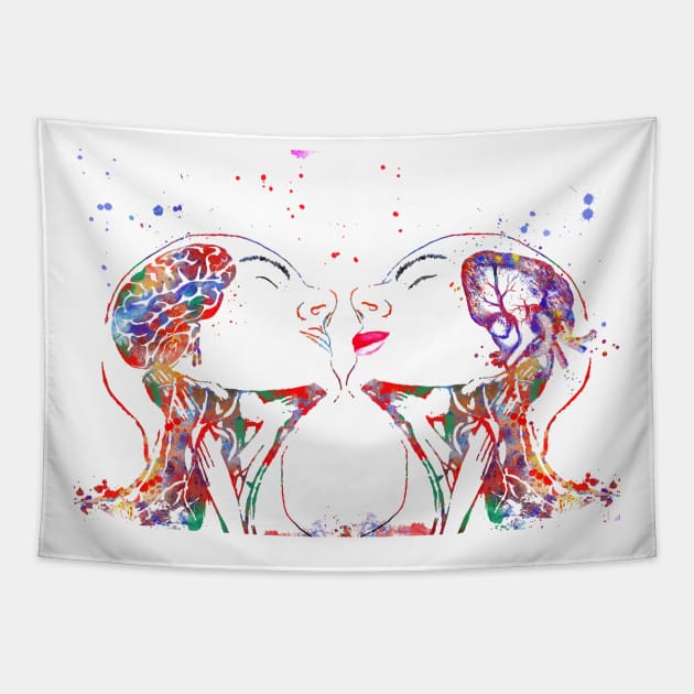 Love art, brain and heart Tapestry by RosaliArt