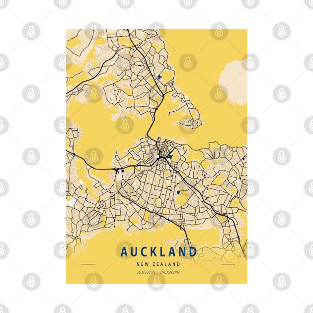 Auckland - New Zealand Yellow City Map by tienstencil