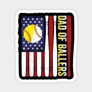 Dad Of Ballers Baseball Softball American Flag Fathers Day Magnet