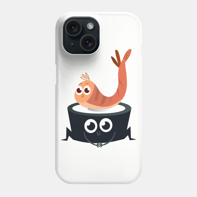 Happy Sushi Rolls - Digital Vector Illustration Phone Case by WaltTheAdobeGuy