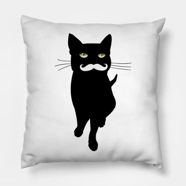 Cat With Mustage | Cat Lovers Pillow by Pushloop