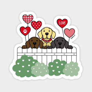 Three Labradors Watching Heart Balloons Magnet