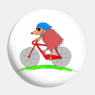 Hedgehog Riding Bicycle Pin