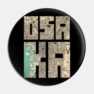 Osaka, Japan City Map Typography - Vintage Pin